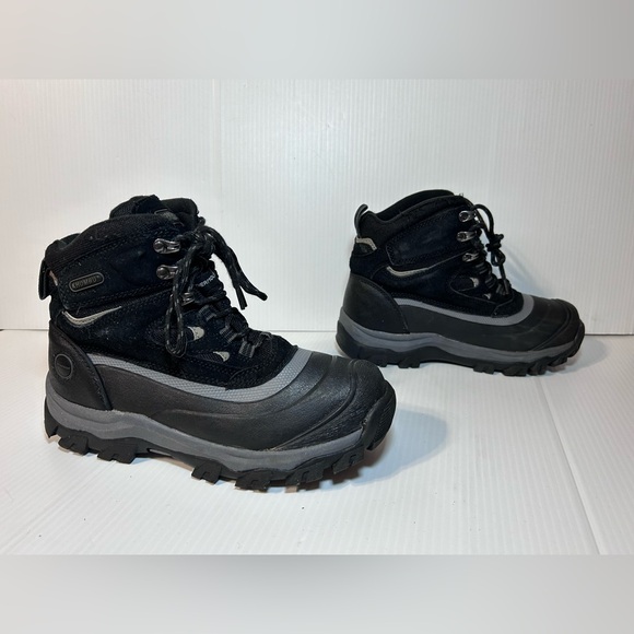 Khombu black/gray leather/rubber winter hiking boots men size 8 M - Picture 1 of 8